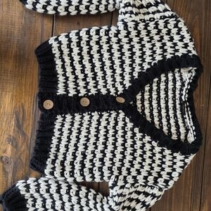 Vici Black and Cream Knit Cardigan